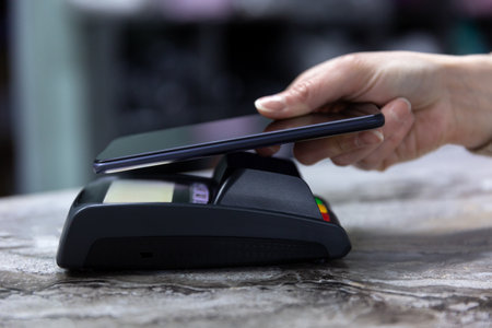 Mobile payment with NFC technology ,online shopping concept