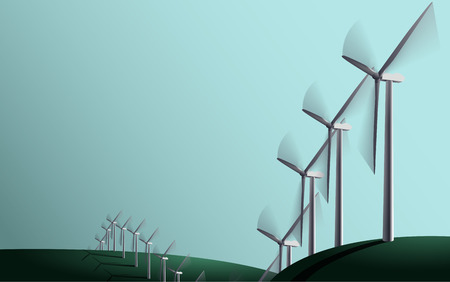 Wind generators on the green fieldsのイラスト素材