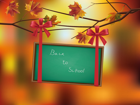 School boards hanging on the maple branchesのイラスト素材