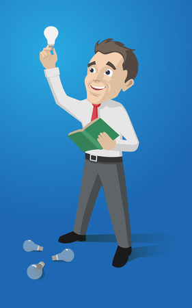 the employee removes the idea from the bookのイラスト素材