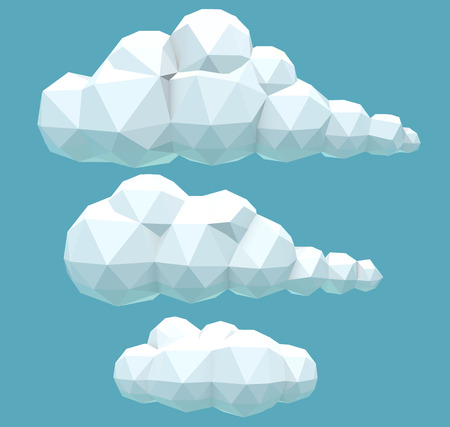 vector illustration of a set of polygonal volumetric cloudsのイラスト素材