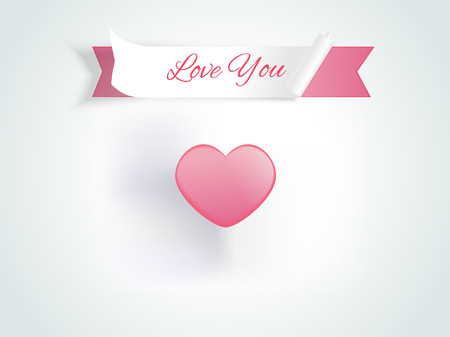 vector glossy heart on a white paper background with banner for Valentine's day or weddingのイラスト素材