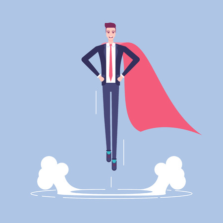 Businessman with cape flying upのイラスト素材