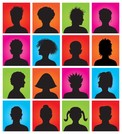 16 anonymous colorful avatars, vector のイラスト素材