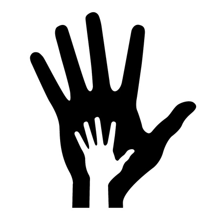 parent hand with baby hand, vector illustrationのイラスト素材
