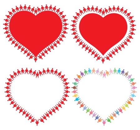 icons of people around the heart, abstract vector illustrationのイラスト素材