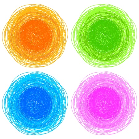 pencil colorful hand drawn circles, abstract vector illustrationのイラスト素材