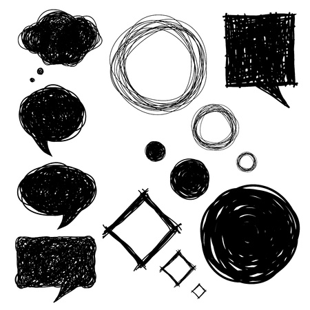 set of hand drawn sketch bubbles, vector illustrationsのイラスト素材