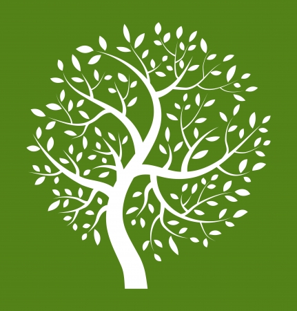 White Tree icon on green backgroundのイラスト素材