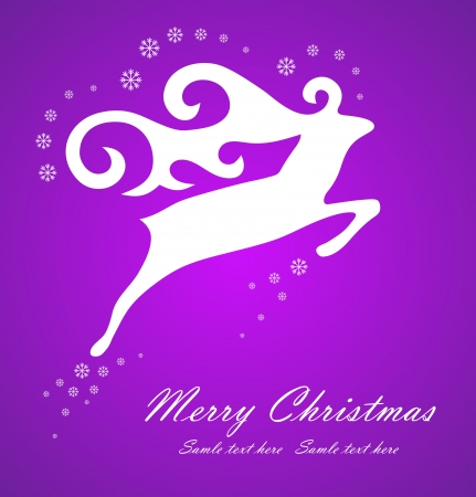 Christmas white deer on violet background, vector illustrationのイラスト素材