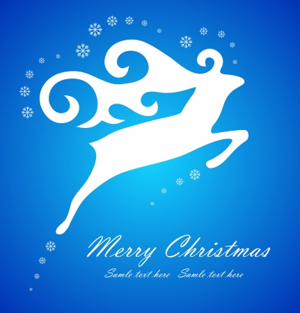 Christmas white deer on blue background, vector illustrationのイラスト素材