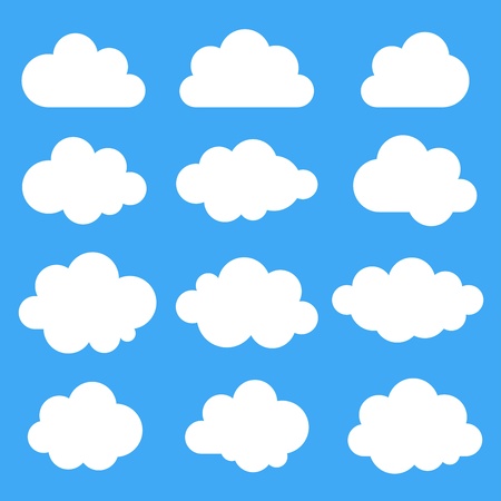 Set of 12 white clouds, vector illustrationのイラスト素材