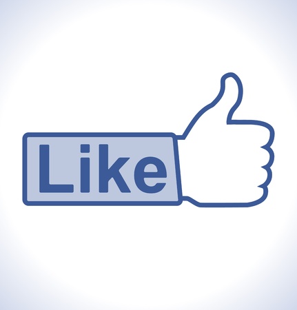 Thumb up hand with like text on button のイラスト素材