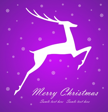 Christmas deer on violet  background, vector illustrationのイラスト素材