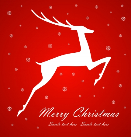 Christmas deer on red  background, vector illustrationのイラスト素材