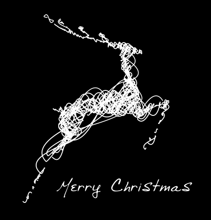 Hand drawn jump deer, Christmas design element のイラスト素材