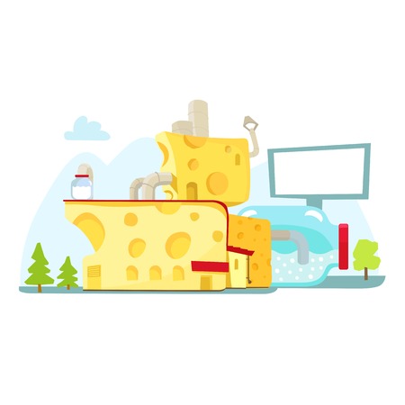 Cheese house, milk architecture dairy farmのイラスト素材