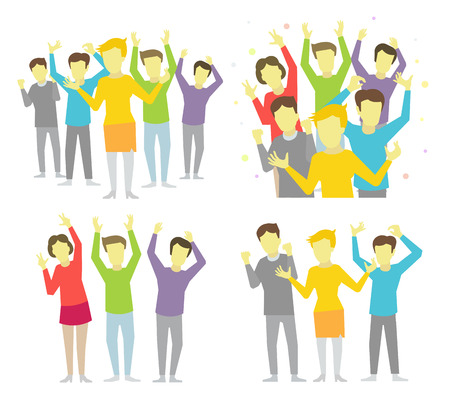 Happy people joyful group celebrate victory and successのイラスト素材