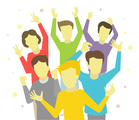 Happy people joyful group celebrate victory and successのイラスト素材