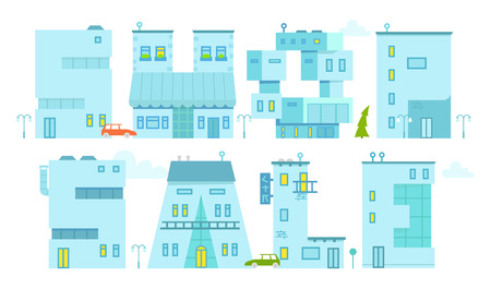 Set architecture, building symbol. Letter-house. The graphics for banner and advertising. Shop discounts. Blue nice vector.のイラスト素材