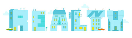 Realty - the word illustration. Alphabet letters-buildings.のイラスト素材
