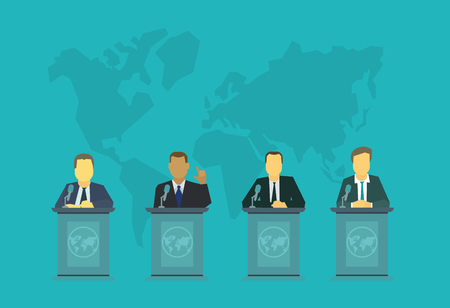Deputies behind the podium. Politics events International Assembly, the policy of government nation presidentのイラスト素材