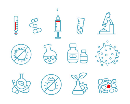 Set of icons medicine health drug Chemistry and hospital laboratory.のイラスト素材