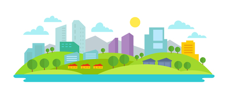 City landscape in cartoon style illustration.のイラスト素材