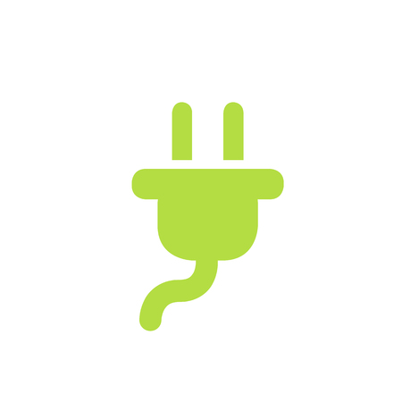 Electric plug coupling green energy. Electric vehicle refueling eco logo recharging power bank...