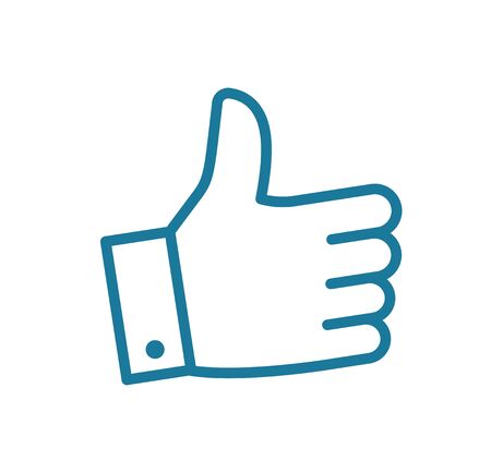 Like icon. Thumbs up. Best buy. The best choice. For social networking services. Contour blue line vector Illustration flat clipart.のイラスト素材
