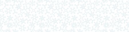 Virus Covid-19 seamless pattern background. Viral bacteria infection. Molecule coronavirus. Horizontal banner. Contour light coloured vector.のイラスト素材