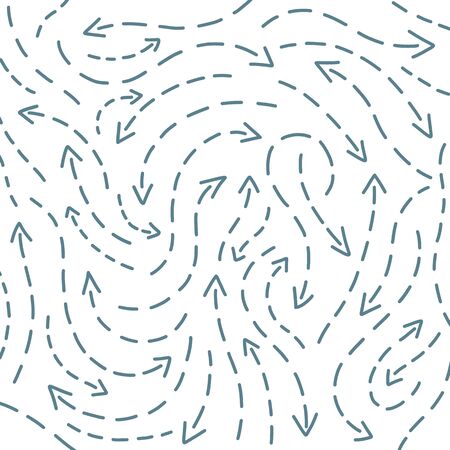 Dotted smooth line arrows. Atmosphere wind movement flow lines motion direction stream. Vector lines on a white background.のイラスト素材