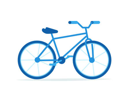 Bicycle. Vector illustration. Blue color simple icon with details.のイラスト素材