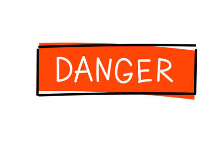 Warning sign. Hand lettering. Caution attention signpost. Vector.のイラスト素材