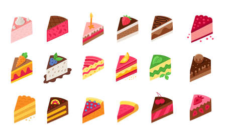 Pieces of cakes. Infographics set. Isometric view.