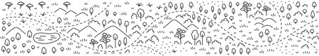 Path through the forest map sketch. Editable outline. Vector line.
