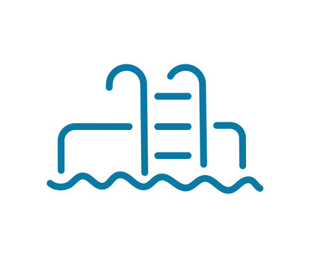 Swimming pool stairs. Editable outline stroke. Vector line.のイラスト素材