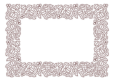 Coffee pattern rectangular frame ornament. Design element. Editable outline stroke. Vector line.のイラスト素材