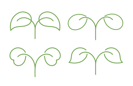 Line vector double leaf icons. Vector editable outline stroke.のイラスト素材