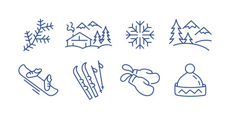 Winter Icon Set - Snowflake and Mitten Designs for Seasonal Projects and Holiday Brandingのイラスト素材