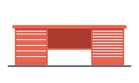 Garage tool table with two box. Garage interior equipment.のイラスト素材