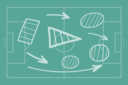 Football or soccer field with hand draw tactical scheme.のイラスト素材