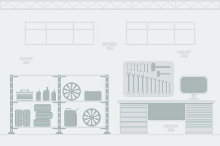Garage monochrome interior. Background element.のイラスト素材