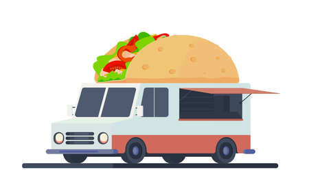 Mobile shop for taco sale.のイラスト素材