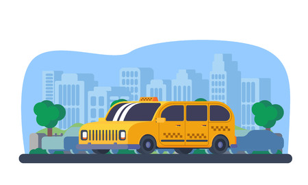 Taxi cab in city.のイラスト素材