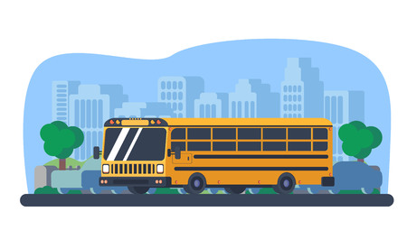 School bus in city.のイラスト素材