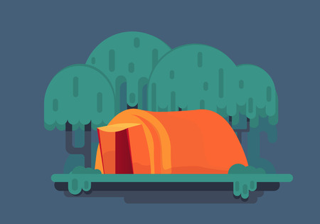 Camping in the tent camp in forest. Overnight in the trip.のイラスト素材