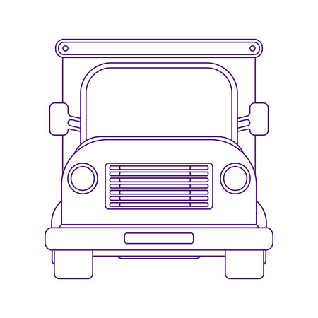 Lorry car front view. Truck for transportation various objects. Vector linear illustration.の写真素材