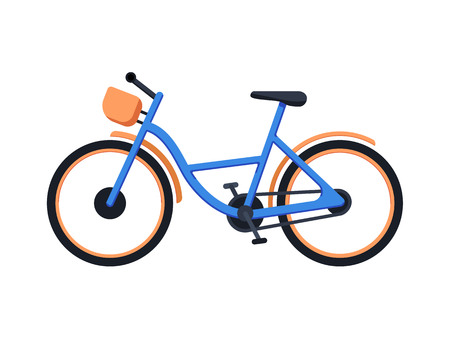 Urban utility bicycle with a step-through frame. Eco transport. Flat vector isolated on white.のイラスト素材