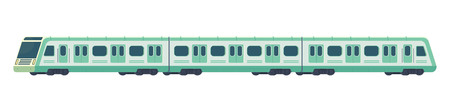 Passanger modern electric high-speed train. Railway subway or metro transport. Underground train Vector illustration flat style.のイラスト素材